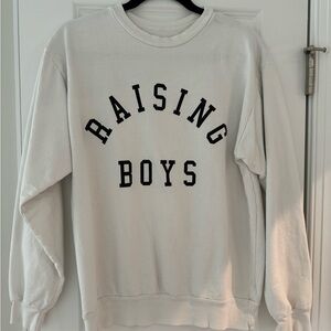 White raising boys crewneck. Size medium
